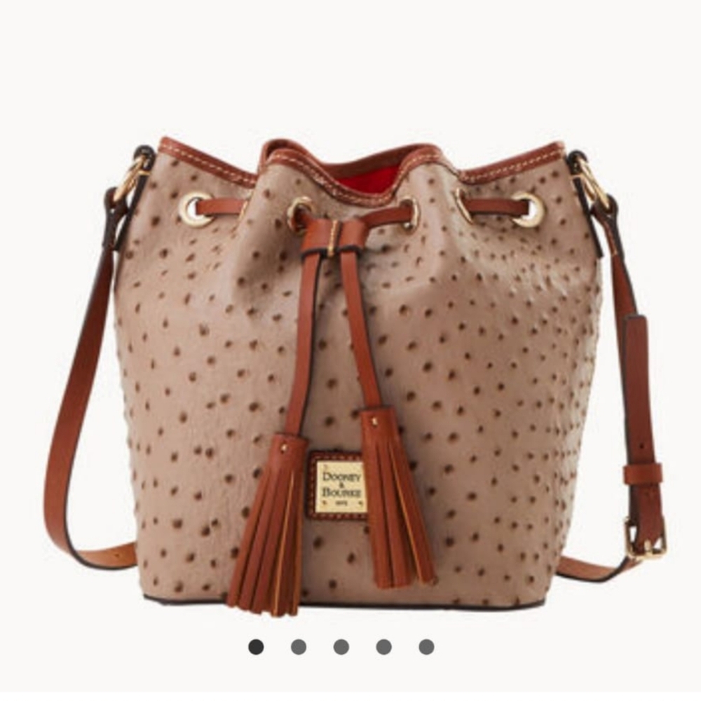 Dooney & Bourke ostrich serena crossbody bucket bag